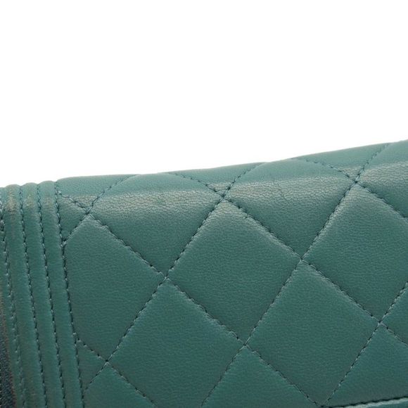 Lambskin Quilted Small Boy Zip Around Wallet Teal - Picture 8 of 12